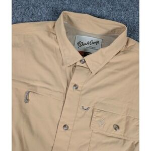 Duck Camp Short Sleeve Vented Shirt Mens XL Brown Hunting Fishing Magnet Pocket